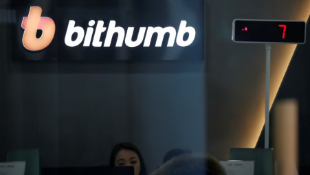 The logo of Bithumb is seen at its cryptocurrencies exchange in Seoul, South Korea, 11 January 2018. Photo: Reuters