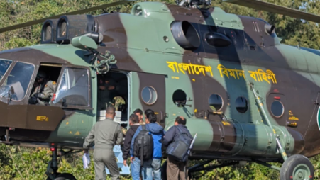 Helicopters reach remote polling centres in Rangamati/ Collected 