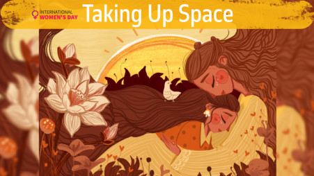 A portrait of a mother-daughter duo, posted by an artist named Aliaa Ali on the gallery, Behance. 