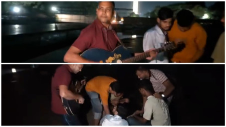 Police at the park seen in plain clothes playing guitar and singing songs, catch individuals with drugs/ Screengrab