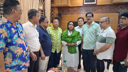 Selina Hayat Ivy at her residence in Narayanganj shortly after returning home on bail on Wednesday night. Photo: Collected