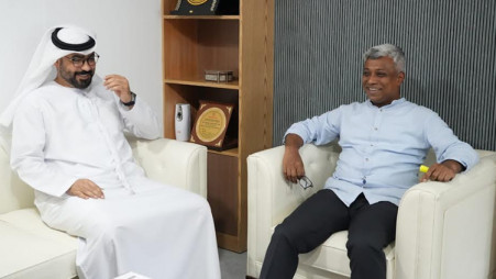 UAE Ambassador to Bangladesh Abdullah Ali Al-Hamoudi met with State Minister for Energy Anindya Islam Amit today. Photo: BSS