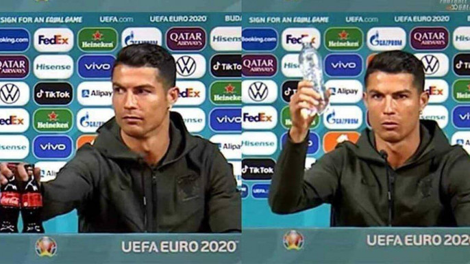 Ronaldo splashes water on TV reporter 