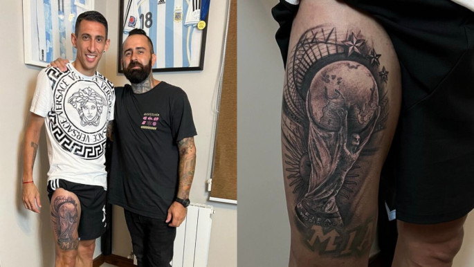 WATCH Nicolas Otamendi gets Lionel Messi World Cup trophy tattoo  and the  PSG star LOVES it  Goalcom India