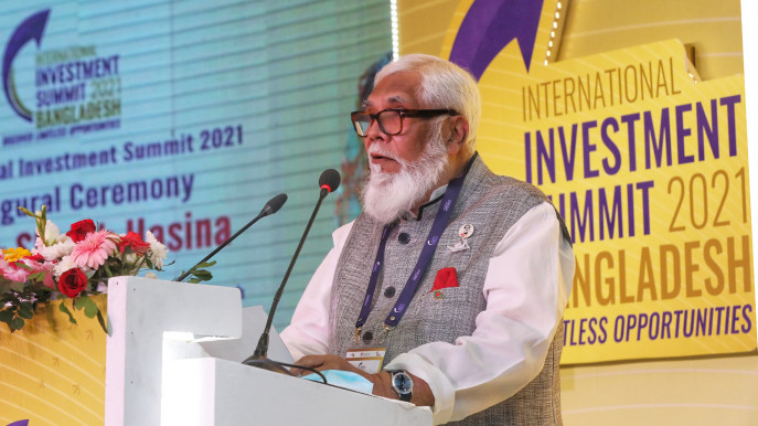 Salman F Rahman, Private Sector Development and Investment Advisor to the Prime Minister, addresses the opening ceremony of the 2021 International Investment Summit on Sunday. Photo: Salahuddin Ahmed / TBS