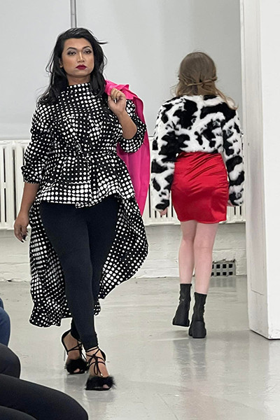 Tashnuva Anan Shishir walks the runway of NY fashion week. Photo: Collected 