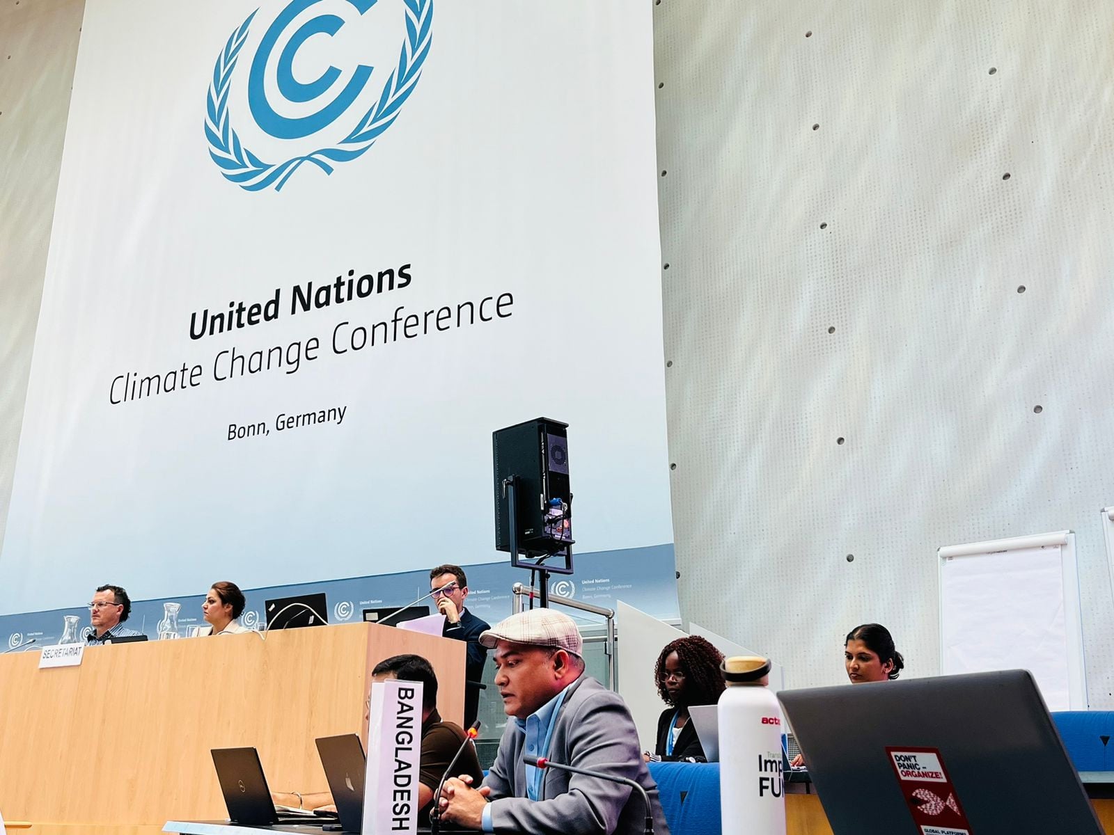 Dr Saimum Parvez delivers a statement on behalf of Bangladesh, highlighting climate priorities and negotiation stance.