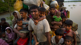 A group of desperate Rohingya people, who were forcibly displaced by the Myanmar authorities, waiting to enter the Bangladeshi territory for shelter. File Photo: Collected