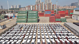Cars to be exported sit at a port on Lianyungang, Jiangsu province, China. PHOTO: REUTERS