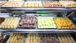 Sweets are seen in display in Alauddin Sweetmeat. Photo: Rehman Asad