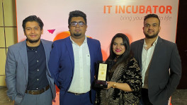 From left to right, Nahid Iqbal, SM Nabil Fahajan, Faiza Farha and Tahmid Huda Labib, founders of Saveup. Photo: Courtesy 