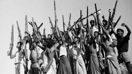 An iconic photo of the Liberation War taken by  Anwar Hossain in Dohar, Dhaka in 1971, shows freedom fighters of 1971 celebrating independence in 1971. Photo: Anwar Hossain Foundation
