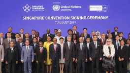 A group picture with signatories and heads of delegations after the signing of the Singapore Convention on Mediation on 7 Aug, 2019. Photo: Collected 
