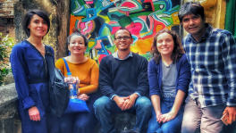 Before the pandemic hit, Sumon Roy (in the middle) used to organise Old Dhaka walks on the weekends for tourists visiting Bangladesh. PHOTO: COURTESY