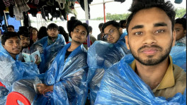 Students after being rescued by a launch. Photo: Collected