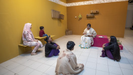 Artist Surovi Roy played the role of Thakuma in performance. Photo: Noor A Alam