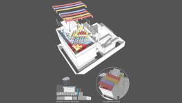 The space includes a colourful canopy overhead to provide shade and also help in rainwater collection. Photo: Courtesy