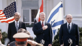 After signing of the Camp David Accords  Egyptian President Anwar Sadat, US President Jimmy Carter, and  Israeli Prime Minister Menachem Begin. Photo: Collected