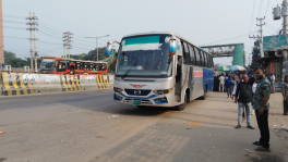 Fewer long-haul buses were seen on the first day of BNP-Jamaat's 6th phase of blockade. This photo was taken from Nabinagar bus terminal in Dhaka's Savar on 22 November. Photo: Noman Mahmud