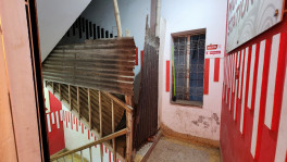 Restaurant management barricades stairway top to prevent rooftop access for unsocial activities at 25/3 Tajmahal Road in Mohammadpur, housing Indian Spicy and The Munch Station. Photo: Mehedi Hasan