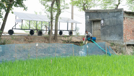 The mobile solar irrigation systems can be used for household-level electricity supply. Photo: Courtesy. 
