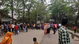 Laid off Keya Group workers protest in front of the factory in Gazipur's Konabari area this morning (3 March). Photo: TBS