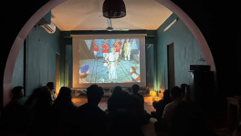 Anushor occupies the ground floor of a Mirpur 1 residence and offers a cosy living room environment. Here, screenings are intimate — 40 to 50 people at most sitting on carpets. Photo: Courtesy